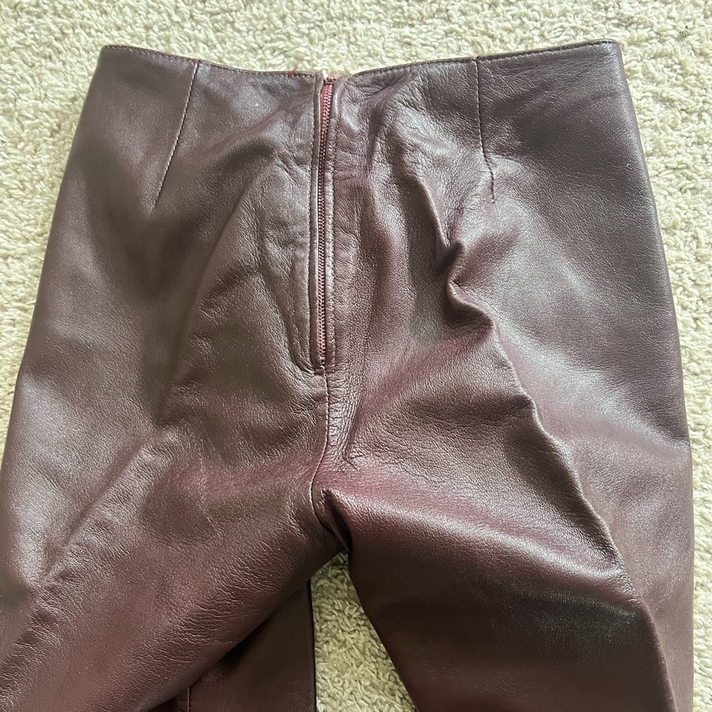 ❤️BURGUNDY-MODA INTERNATIONAL LAMBS LEATHER PANTS IN BURGUNDY OR OX BLOOD❤️XS - Picture 3 of 12
